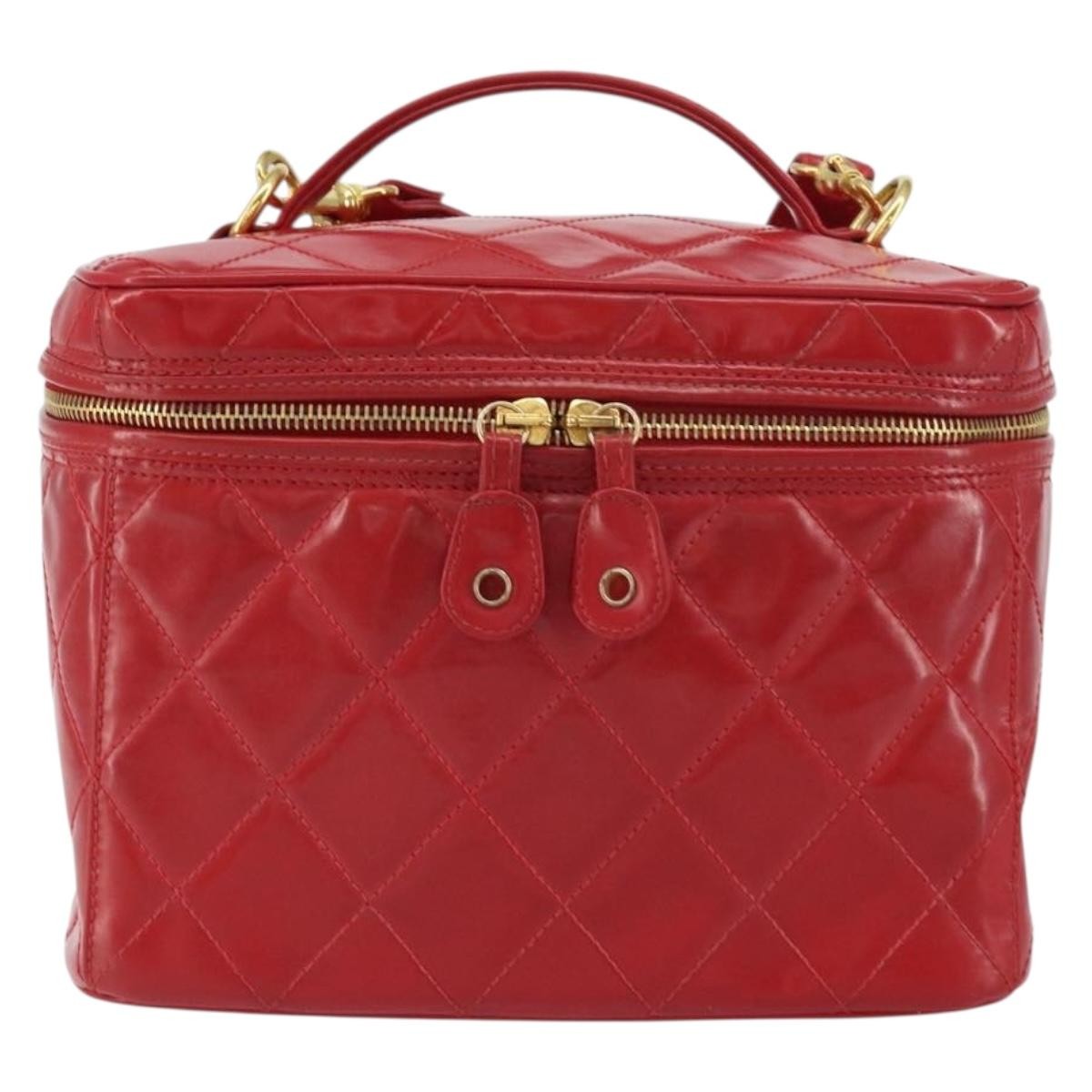 Chanel Vintage Vanity Case Patent, RED, PATENT_LEATHER, Handbag