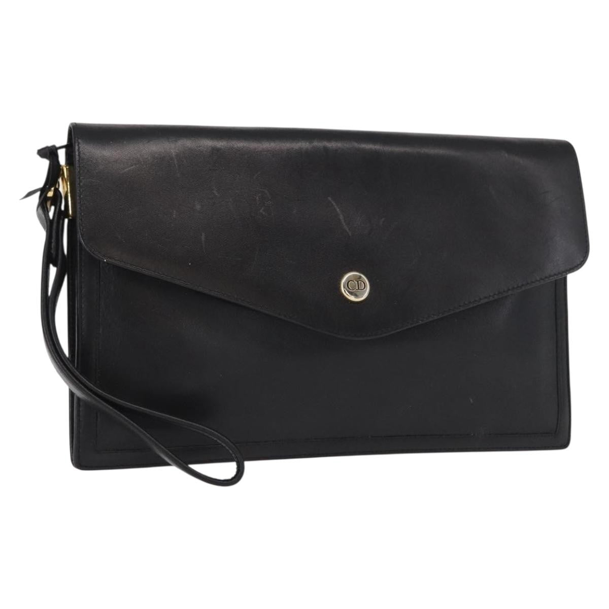Christian Dior Clutch bag Leather, BLACK, LEATHER, Clutche & pouche
