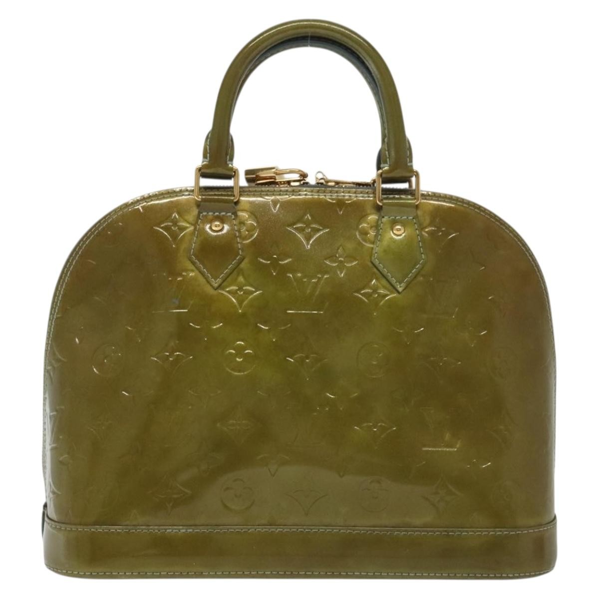 Louis Vuitton Alma Handbag Monogram Vernis, GREEN, PATENT_LEATHER, Handbag