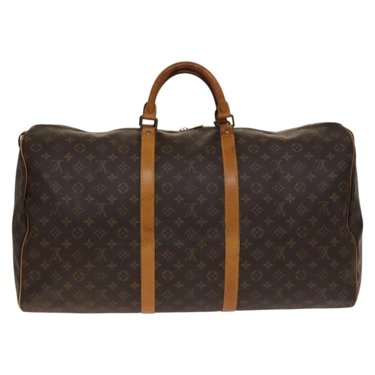 Louis Vuitton Keepall Bag Monogram Canvas, BROWN, CANVAS, Travel bag