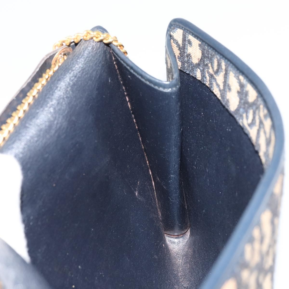 Christian Dior Vintage CD Chain Flap Shoulder Bag Diorissimo Canvas, NAVY, CANVAS, Shoulder bag
