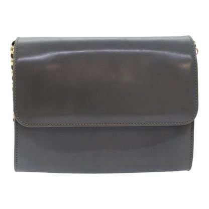 Salvatore Ferragamo Vintage Flap Chain Shoulder Bag Leather, GRAY, LEATHER, Shoulder bag