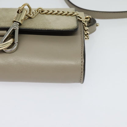 Chloe Faye Shoulder Bag Leather and Suede, Beige, Leather, Shoulder Bag