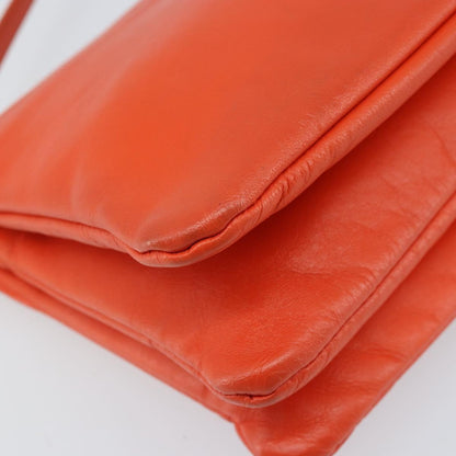 Celine Trio Crossbody Bag Leather, ORANGE, LEATHER, Shoulder bag