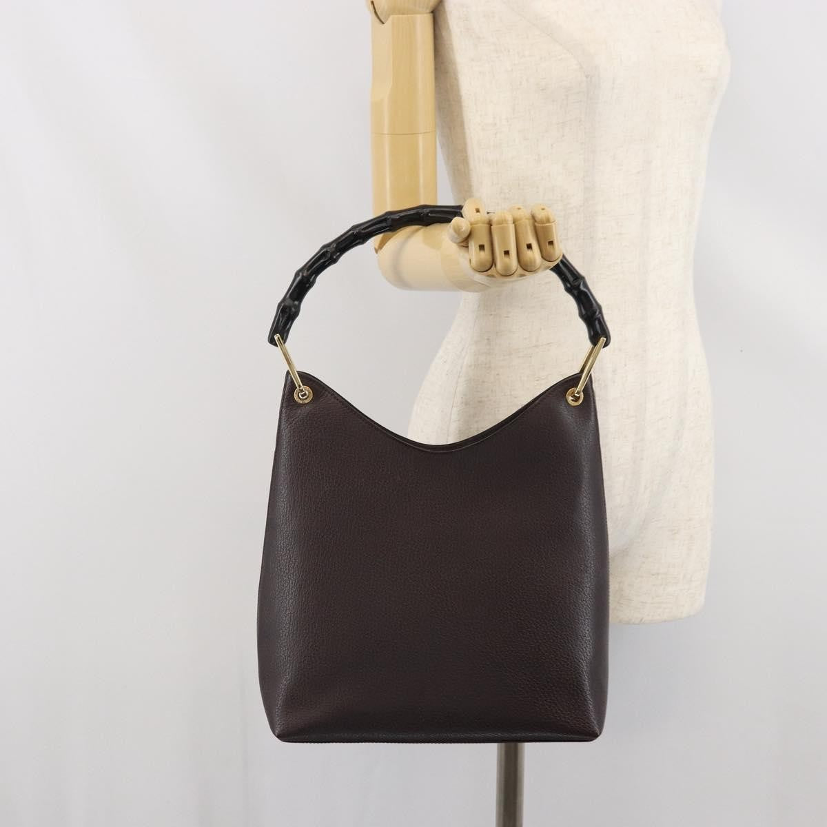 Gucci Vintage Bamboo Hobo Leather, BROWN, LEATHER, Shoulder bag