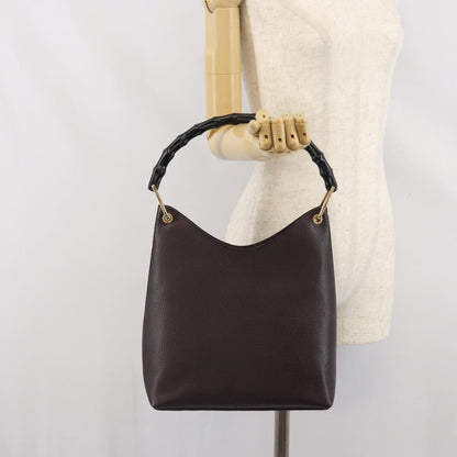 Gucci Vintage Bamboo Hobo Leather, BROWN, LEATHER, Shoulder bag