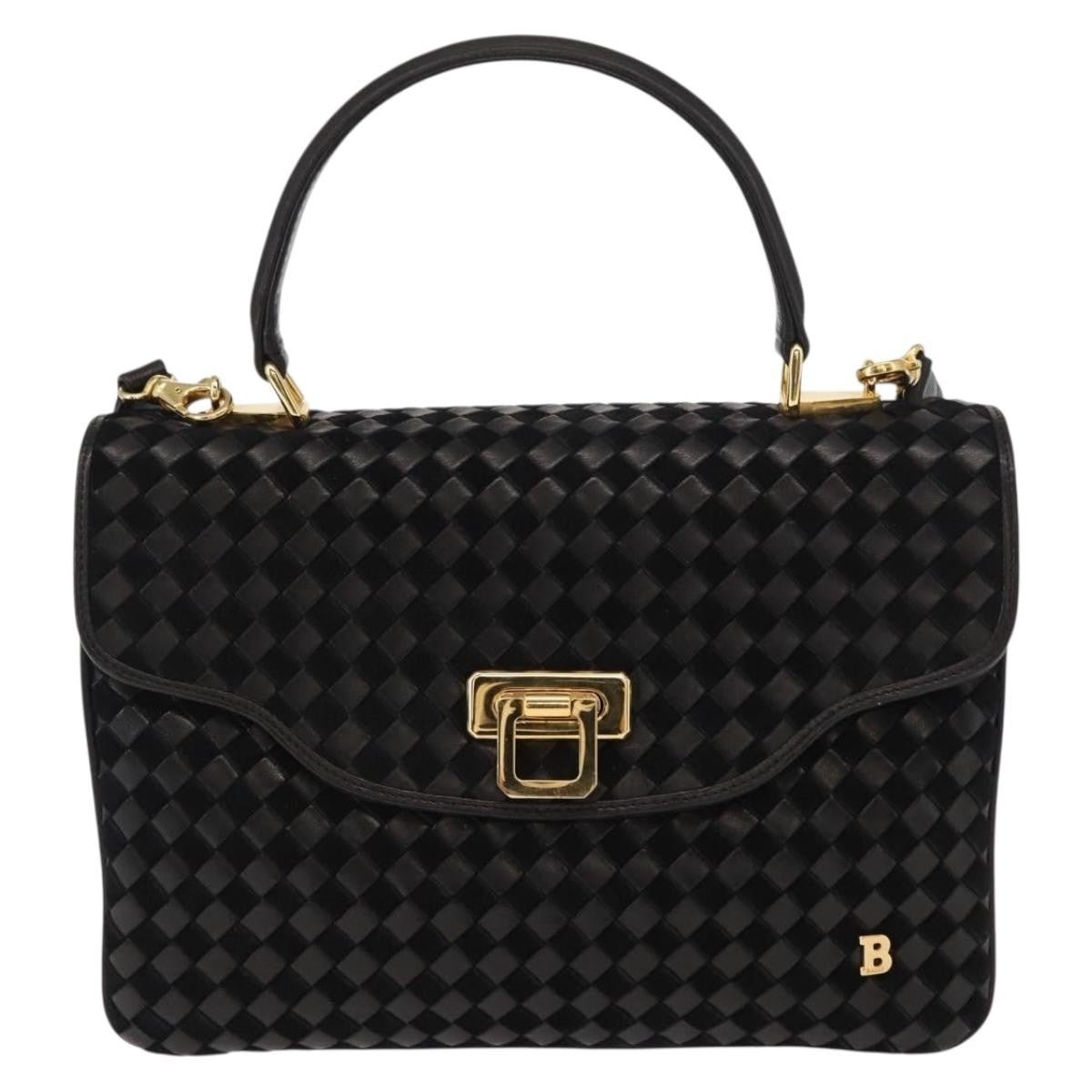 Bally Vintage Handbag Leather, BLACK, LEATHER, Handbag