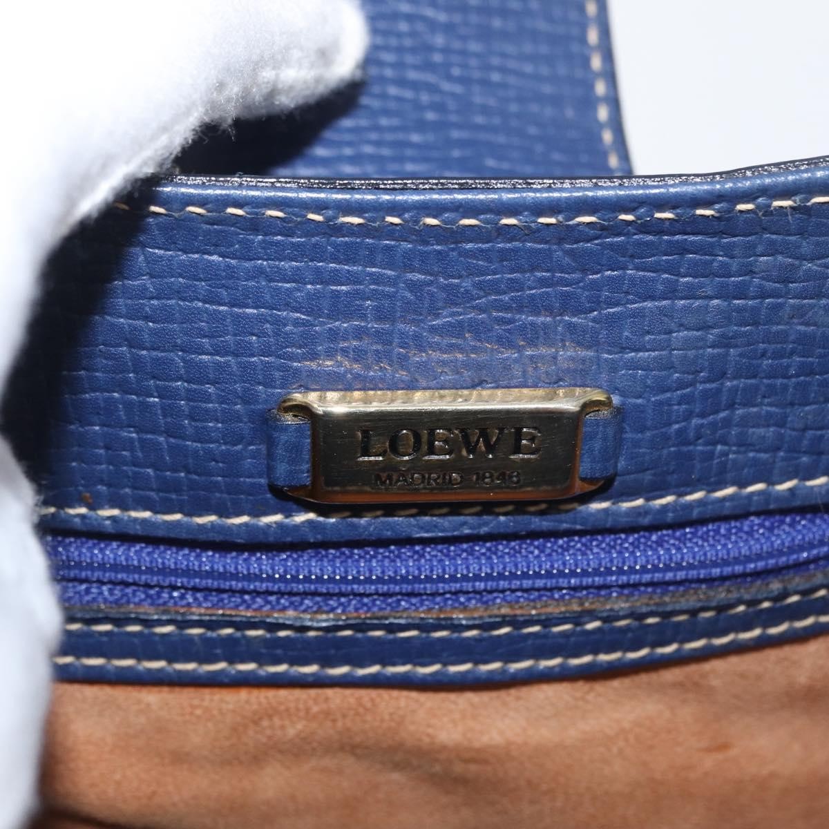 Loewe Vintage Shoulder Bag Leather, NAVY, LEATHER, Shoulder bag