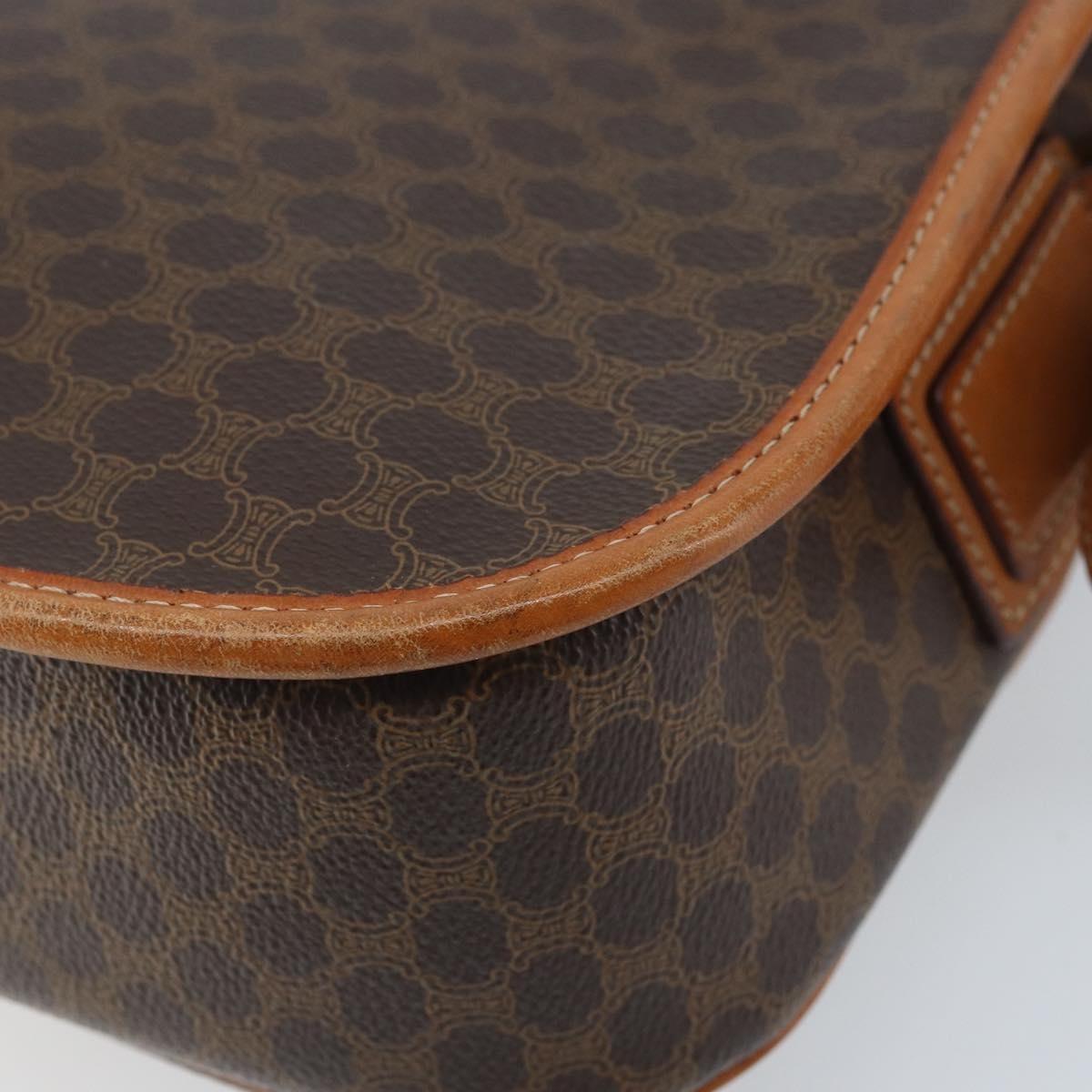 Celine Vintage Macadam Shoulder Bag Canvas and Leather, BROWN, CANVAS, Shoulder bag