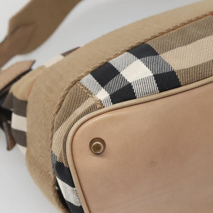 Burberry Parsons Hobo House Check Canvas and Leather, BEIGE, CANVAS, Shoulder bag