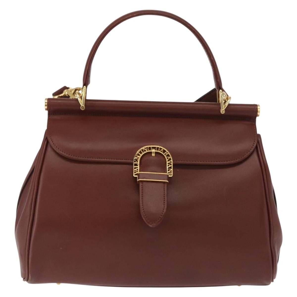 Valentino Garavani Vintage Handbag Leather, BURGUNDY, LEATHER, Handbag