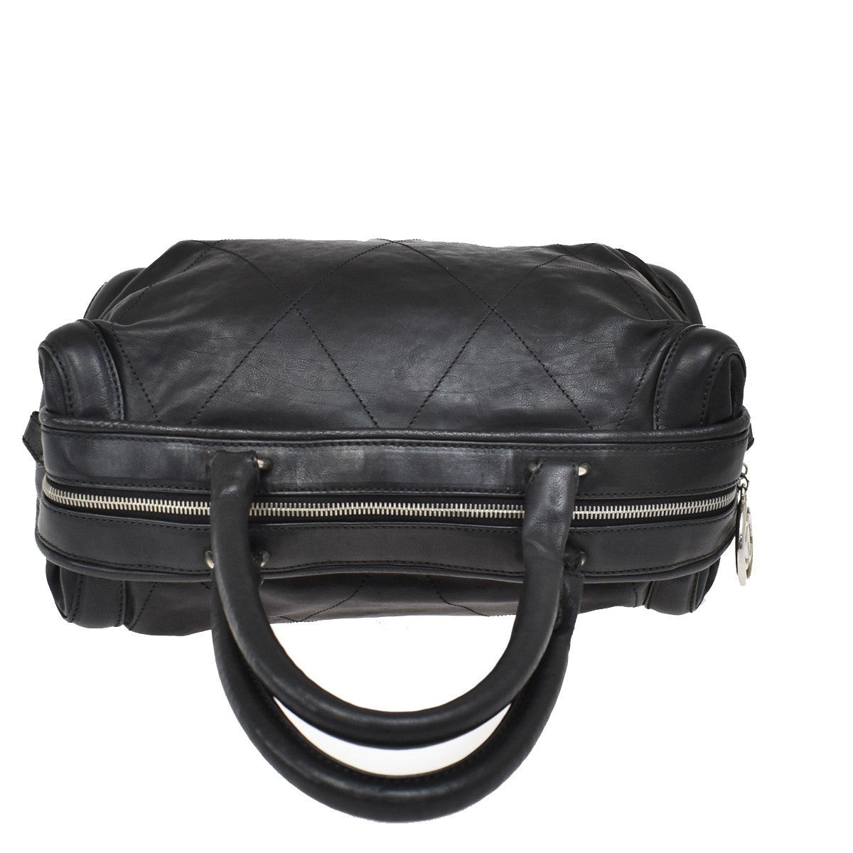 Chanel Coco Bowling Bag Quilted Leather, BLACK, LEATHER, Handbag