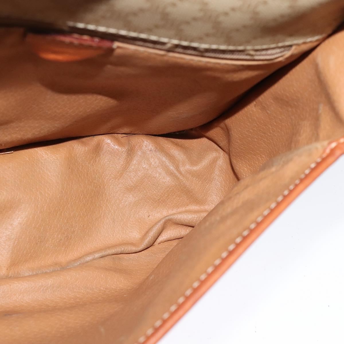 Celine Vintage Macadam Shoulder Bag Canvas and Leather, BEIGE, CANVAS, Shoulder bag