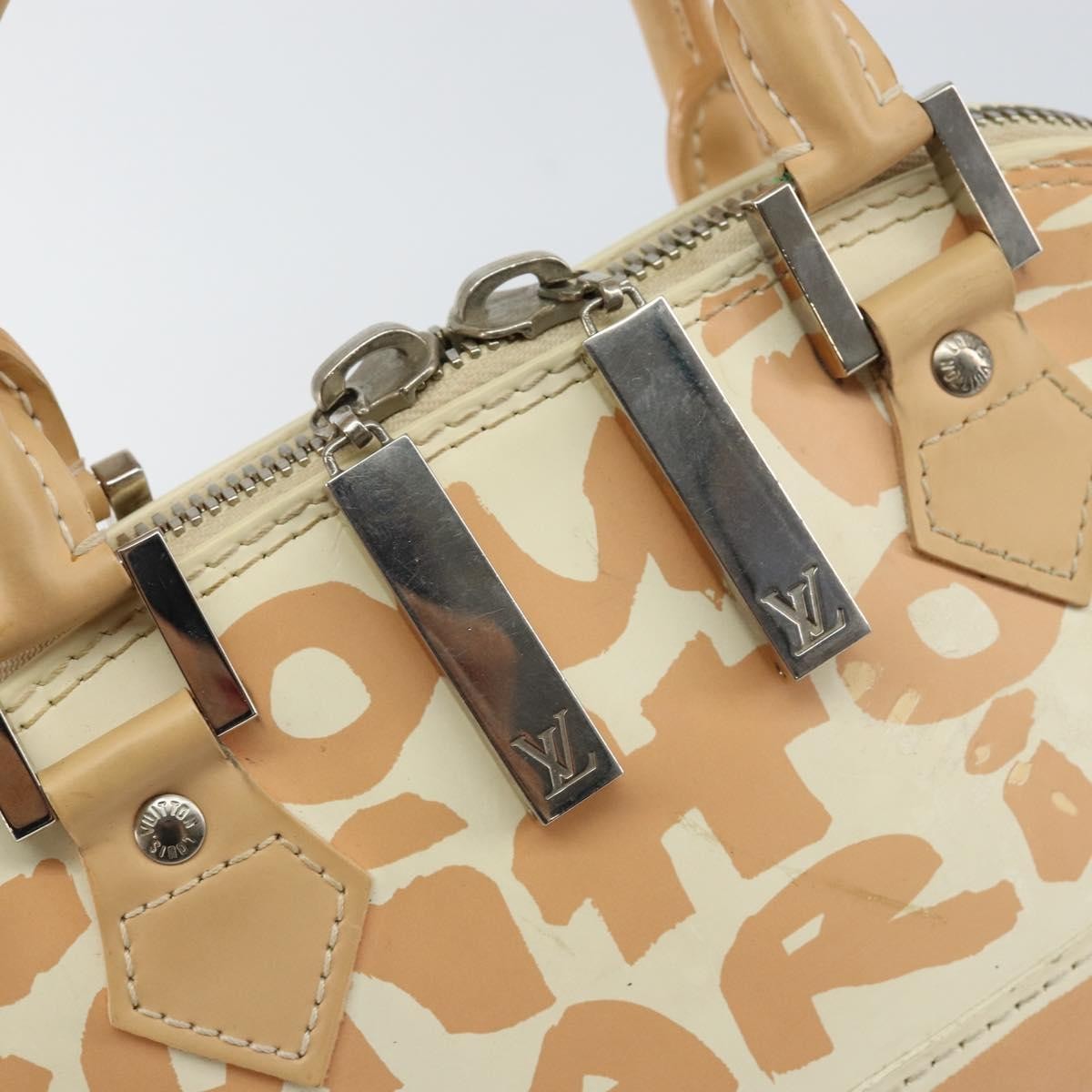 Louis Vuitton Alma Handbag Limited Edition Graffiti Leather, WHITE, CANVAS, Handbag
