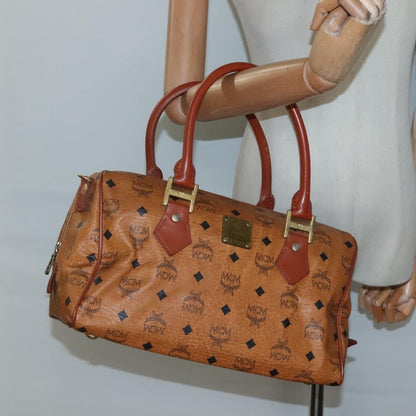 MCM Visetos Handbag Canvas and Leather, BROWN, PVC, Handbag