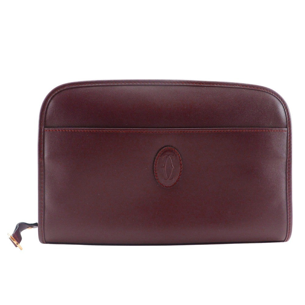 cartier Vintage must de Cartier Leather, BURGUNDY, LEATHER, Clutche & pouche