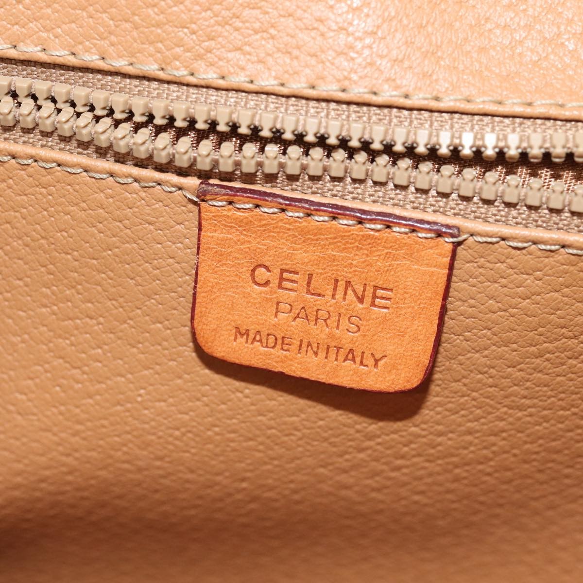 Celine Vintage Macadam Circle Logo Shoulder Bag Canvas and Leather, BROWN, CANVAS, Shoulder bag