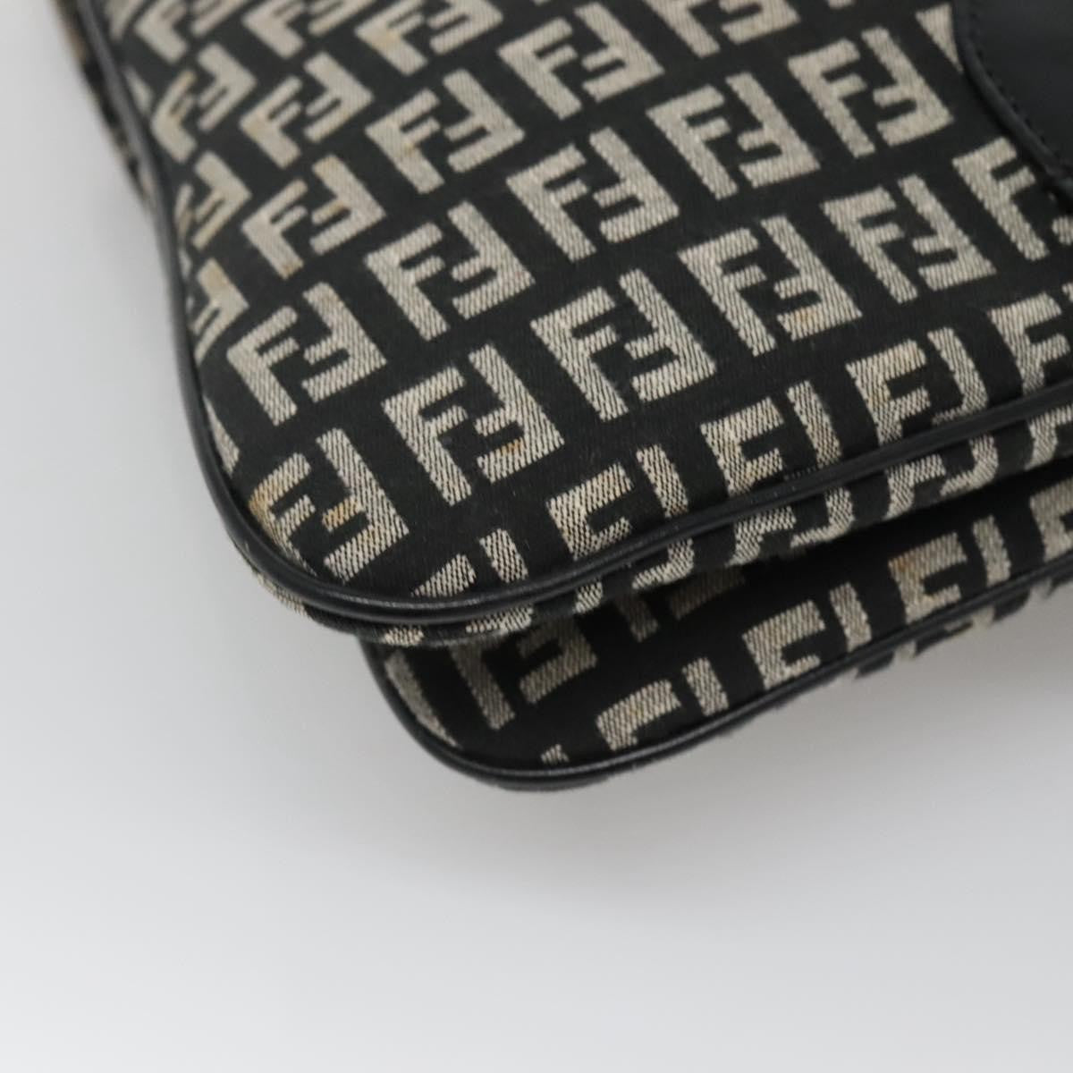 Fendi Buckle Flap Shoulder Bag Zucchino canvas, BLACK, CANVAS, Shoulder bag