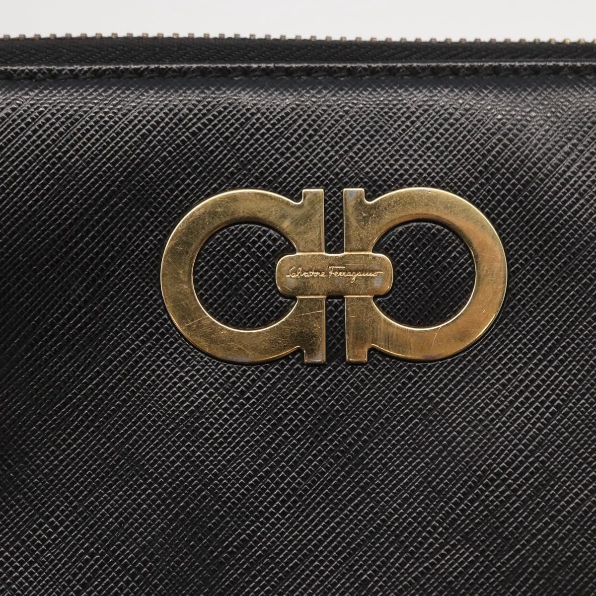 Salvatore Ferragamo Gancini Bifold Wallet Quilted Leather, BLACK, LEATHER, Wallets