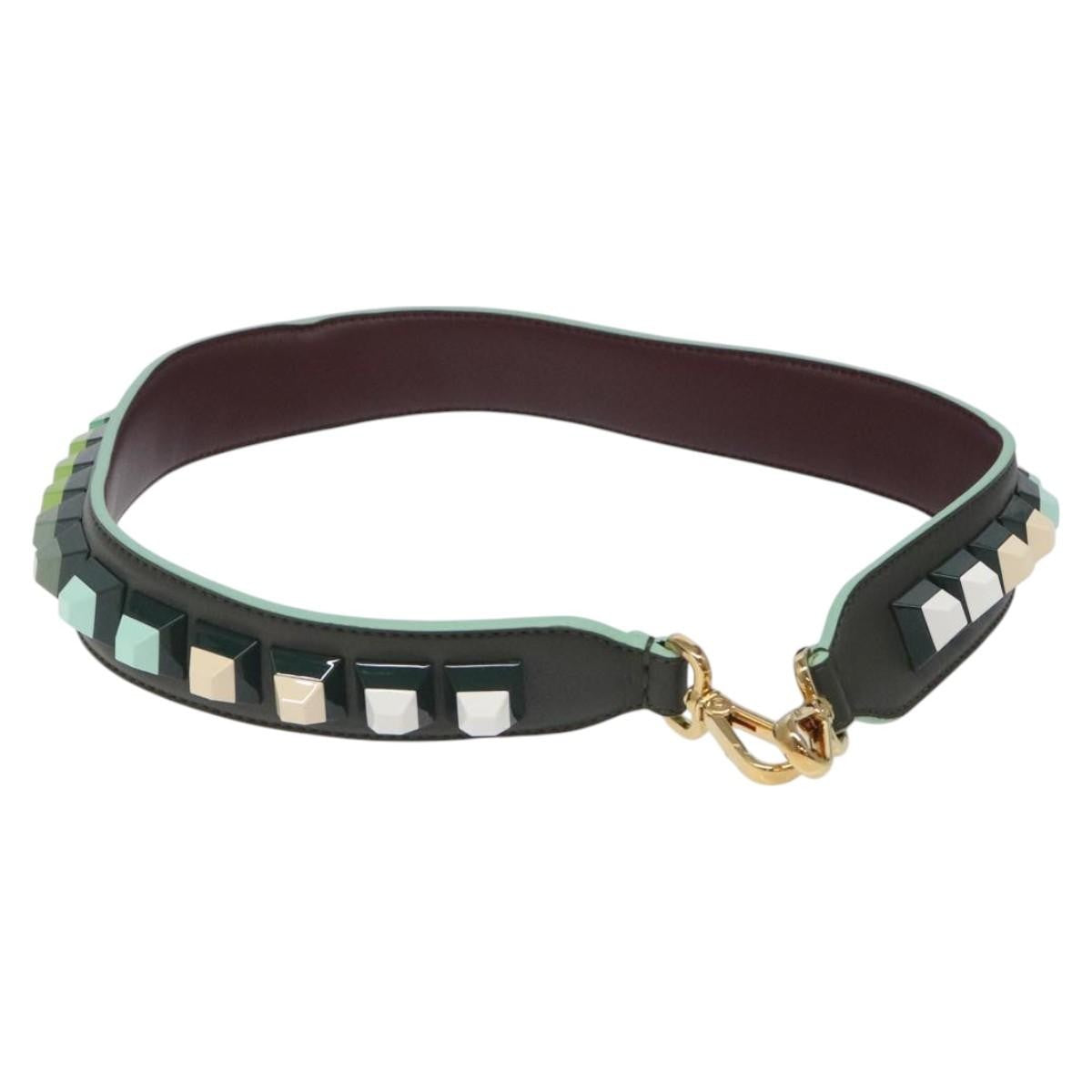 Fendi Strap You Shoulder Strap Leather, GREEN, LEATHER, Straps