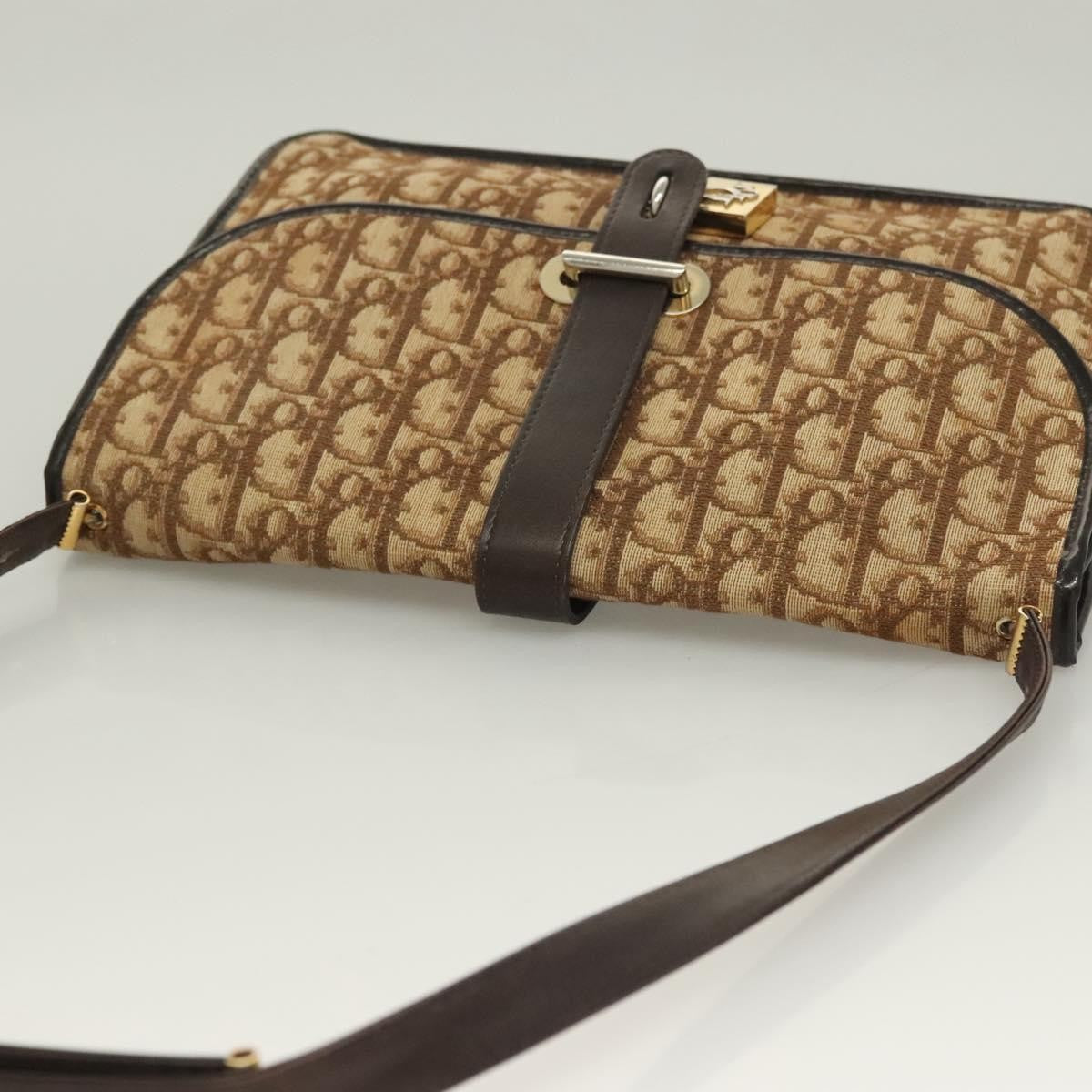 Christian Dior Vintage Trotter Shoulder Bag Canvas, BROWN, CANVAS, Shoulder bag