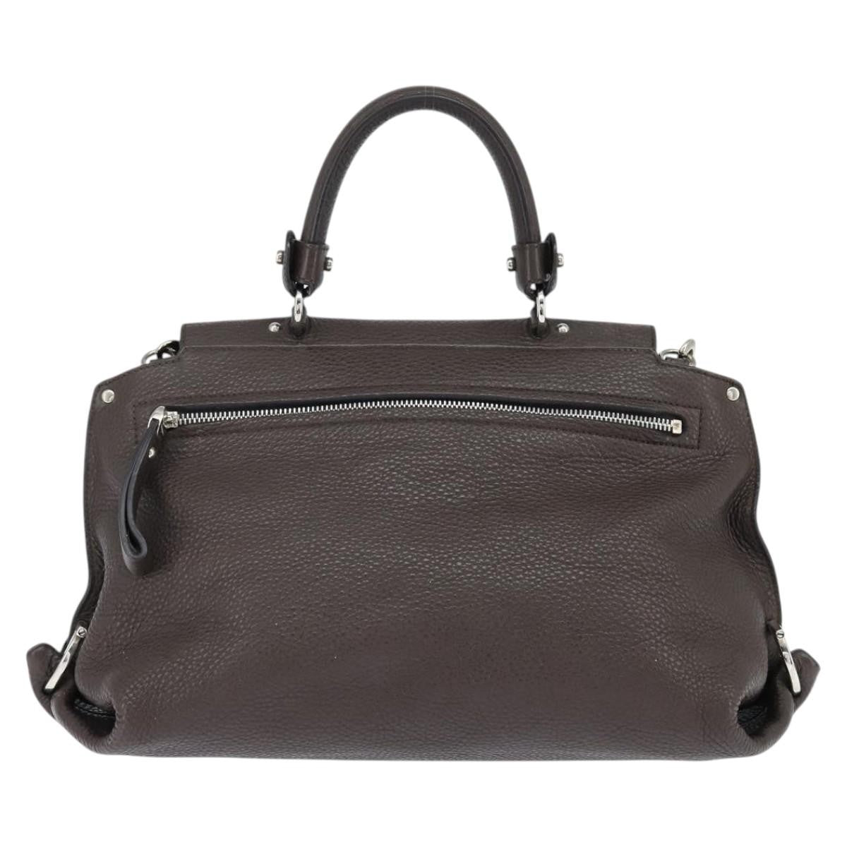 Salvatore Ferragamo Gancini handbag Leather, BROWN, LEATHER, Handbag