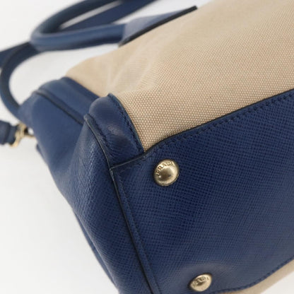 Prada Cuir Frame Convertible Tote Canvas and Saffiano Leather, BEIGE, CANVAS, Tote bag