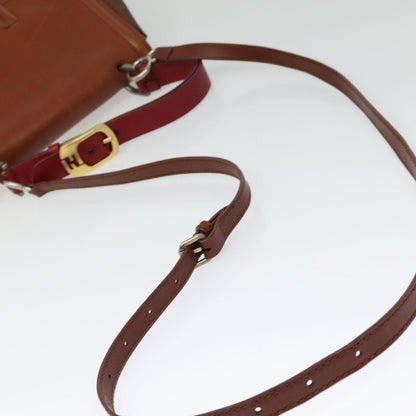Fendi Silvana Bag Leather with Pequin Canvas, BROWN, LEATHER, Shoulder bag