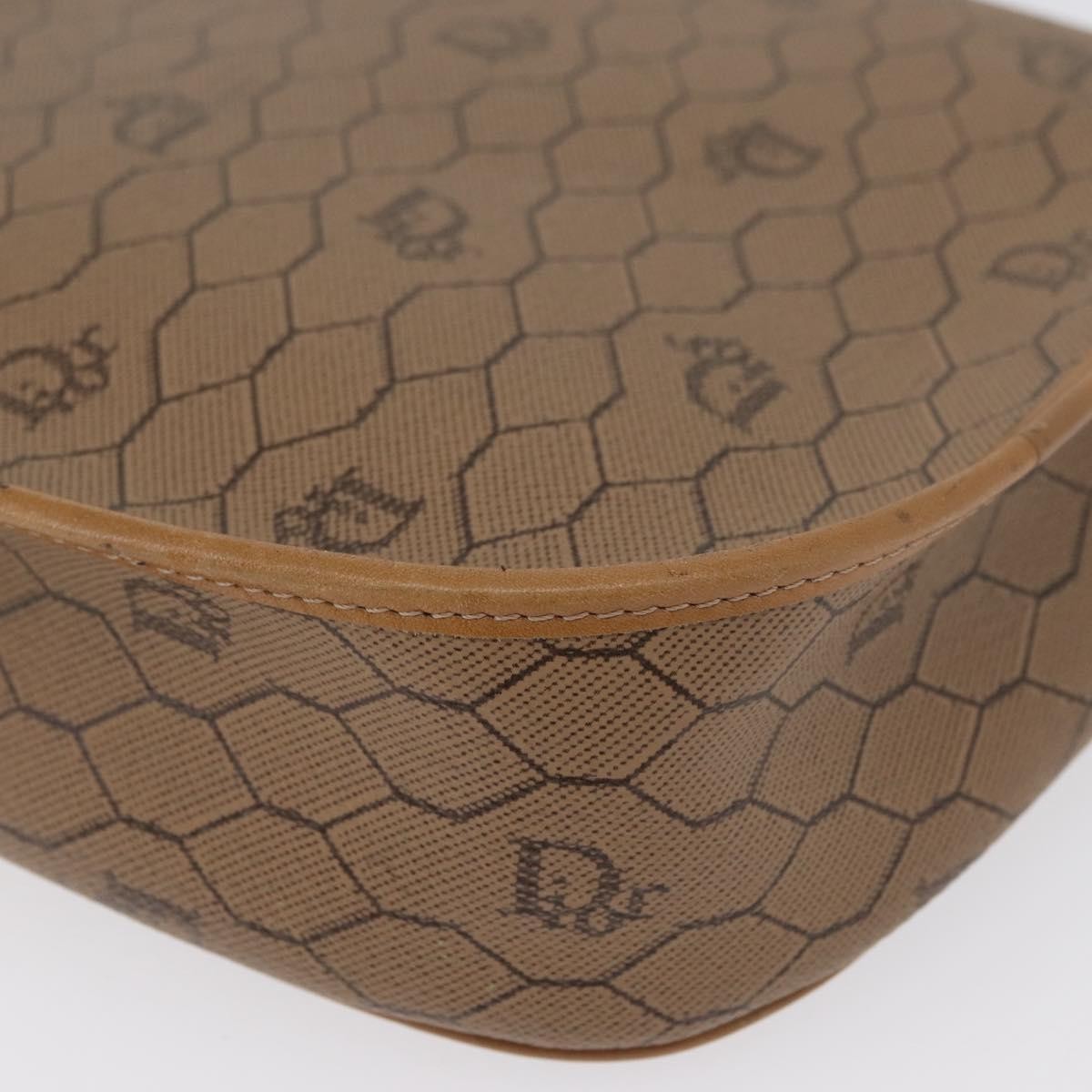 Christian Dior Vintage Honeycomb Shoulder Bag Canvas and Leather, BEIGE, CANVAS, Shoulder bag