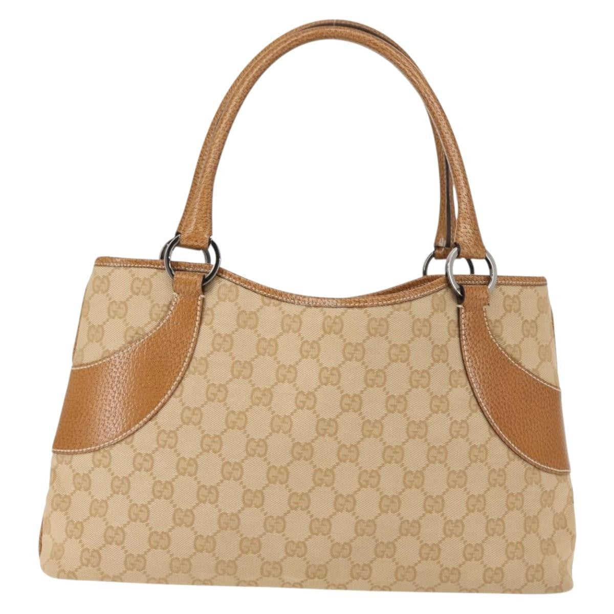 Gucci Vintage Ring Tote GG Canvas with Leather, BEIGE, CANVAS, Tote bag