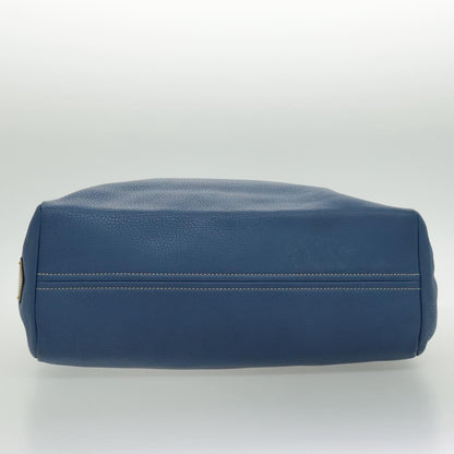 Prada Front Pocket Tote Vitello Daino, BLUE, LEATHER, Tote bag