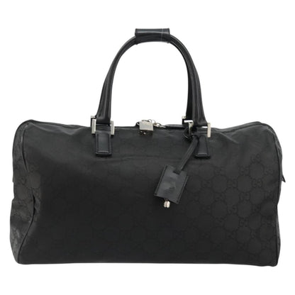 Gucci Duffle Bag Jumbo GG Embossed Leather, Black, PVC, Handbag