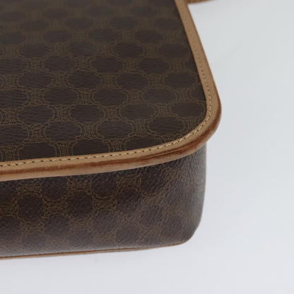 Celine Vintage Macadam Circle Logo Shoulder Bag Canvas and Leather, BROWN, CANVAS, Shoulder bag