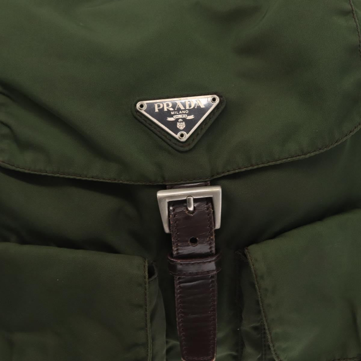Prada Double Front Pocket Backpack Tessuto, Khaki, Nylon, Backpack