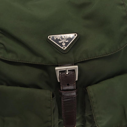 Prada Double Front Pocket Backpack Tessuto, Khaki, Nylon, Backpack