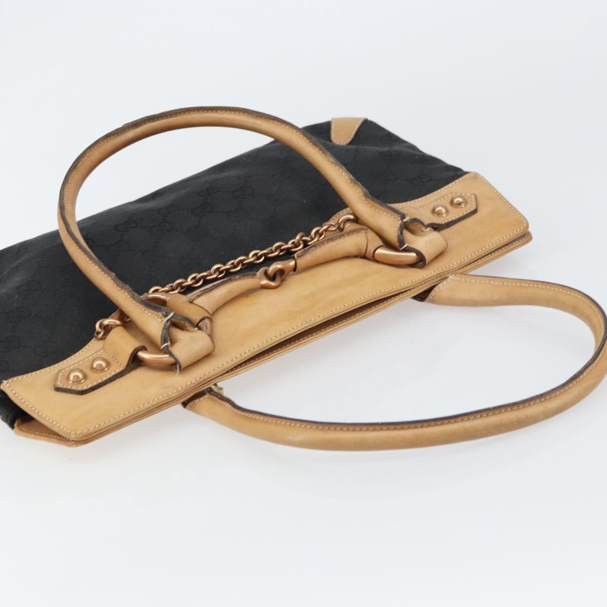 Gucci Horsebit Bracket Tote GG Canvas, BLACK, CANVAS, Tote bag