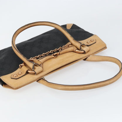 Gucci Horsebit Bracket Tote GG Canvas, BLACK, CANVAS, Tote bag
