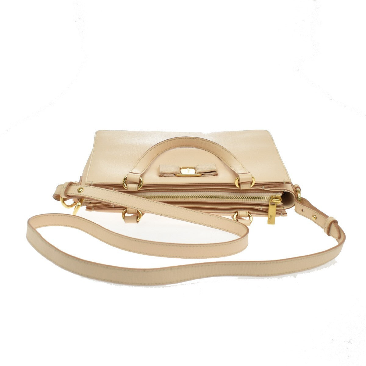 Salvatore Ferragamo Vara Bow Top Handle Convertible Tote Leather, PINK, LEATHER, Handbag