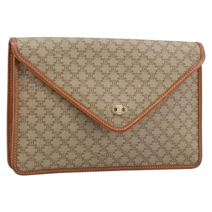 Celine Macadam Pochette Canvas and Leather, BEIGE, CANVAS, Clutche & pouche