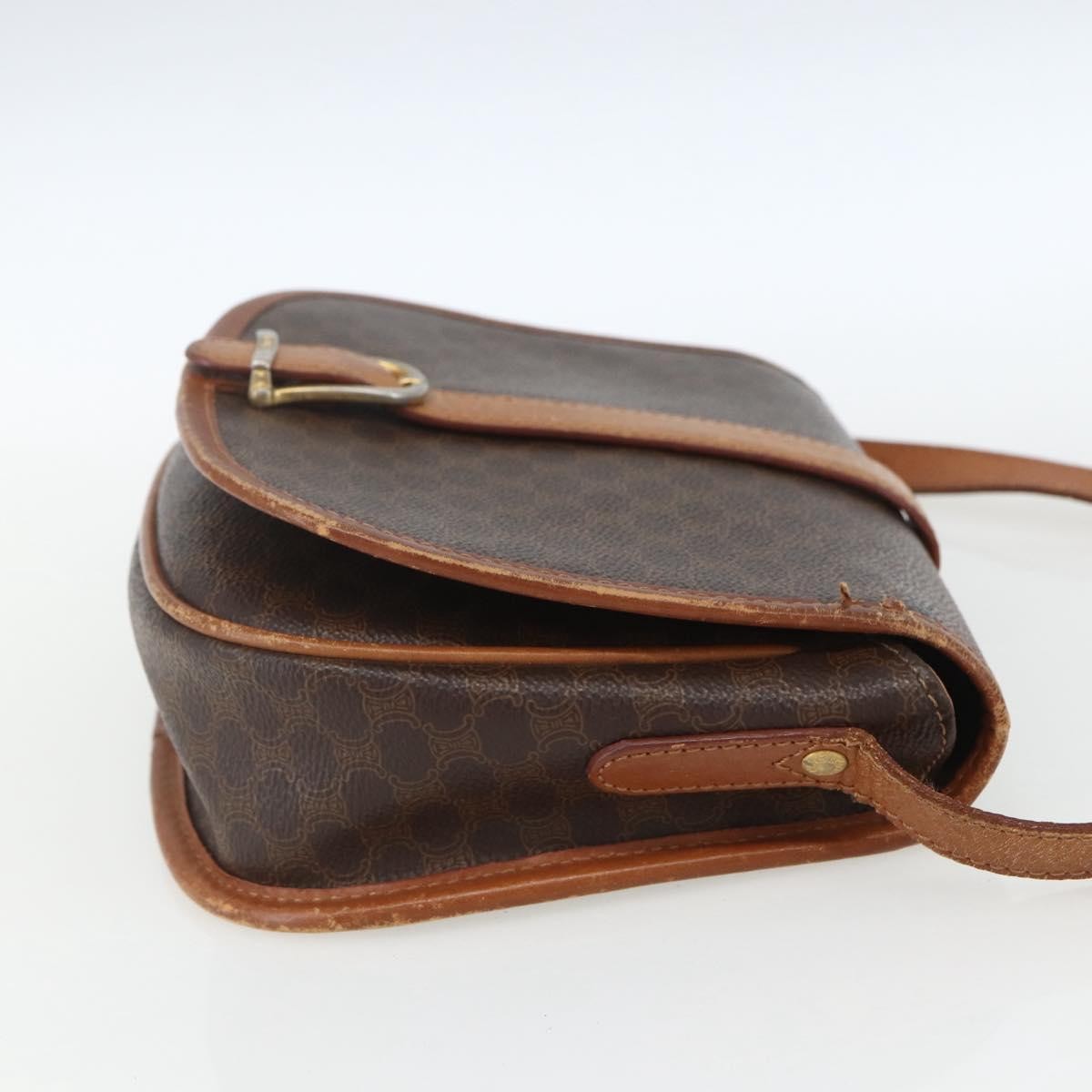Celine Vintage Macadam Shoulder Bag Canvas and Leather, BROWN, CANVAS, Shoulder bag