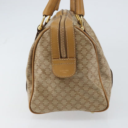 Celine Vintage Macadam Handbag Canvas and Leather, BEIGE, CANVAS, Handbag