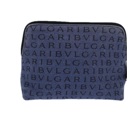 Bvlgari B.Zero1 Logomania Bag Canvas with Leather, BLUE, CANVAS, Clutche & pouche