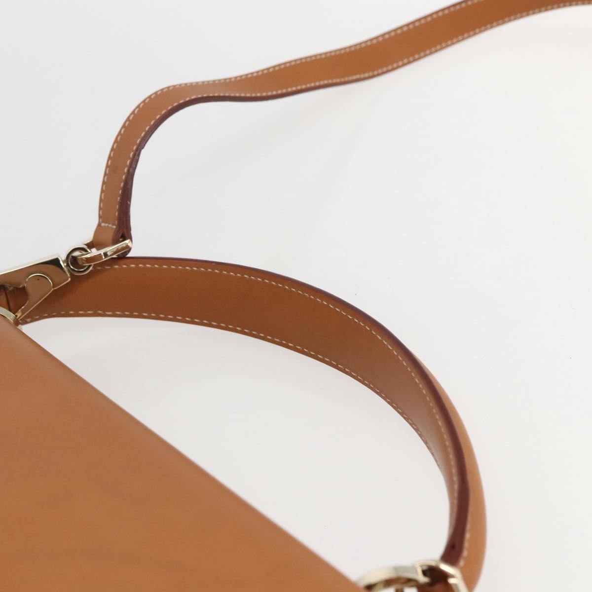 Salvatore Ferragamo Gancini handbag Leather, BROWN, LEATHER, Handbag