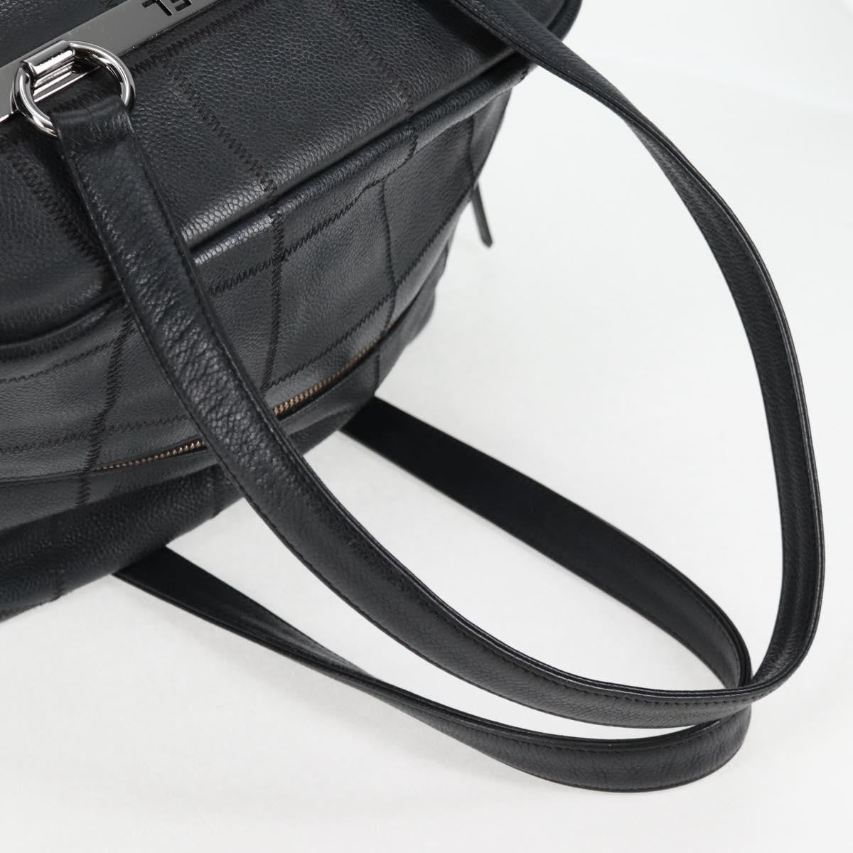 Chanel Square Stitch Shoulder Bag Quilted Caviar, BLACK, LEATHER, Shoulder bag