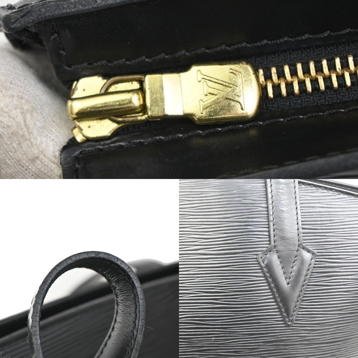 Louis Vuitton Saint Jacques Handbag Epi Leather, BLACK, LEATHER, Shoulder bag