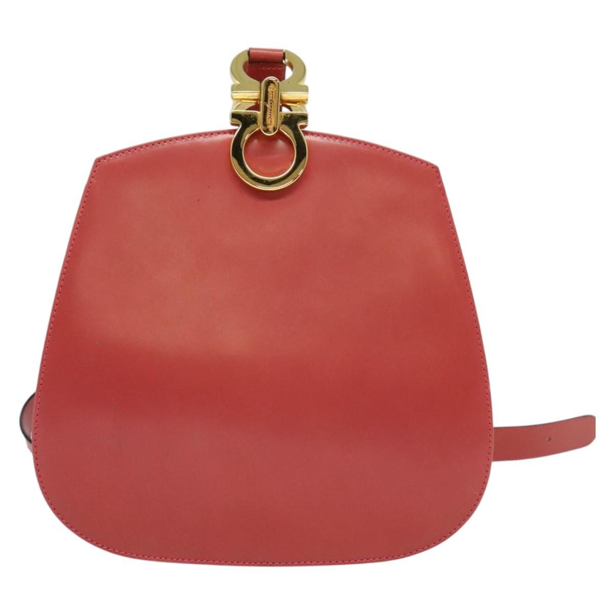 Salvatore Ferragamo Gancini Shoulder Bag Leather, PINK, LEATHER, Shoulder bag