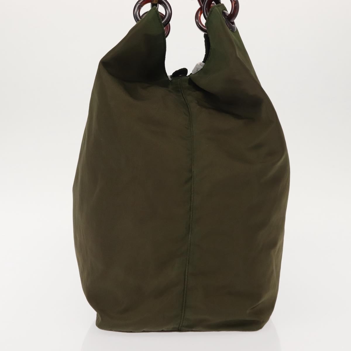 Prada Resin Handle Tote Tessuto, Khaki, Nylon, Tote Bag