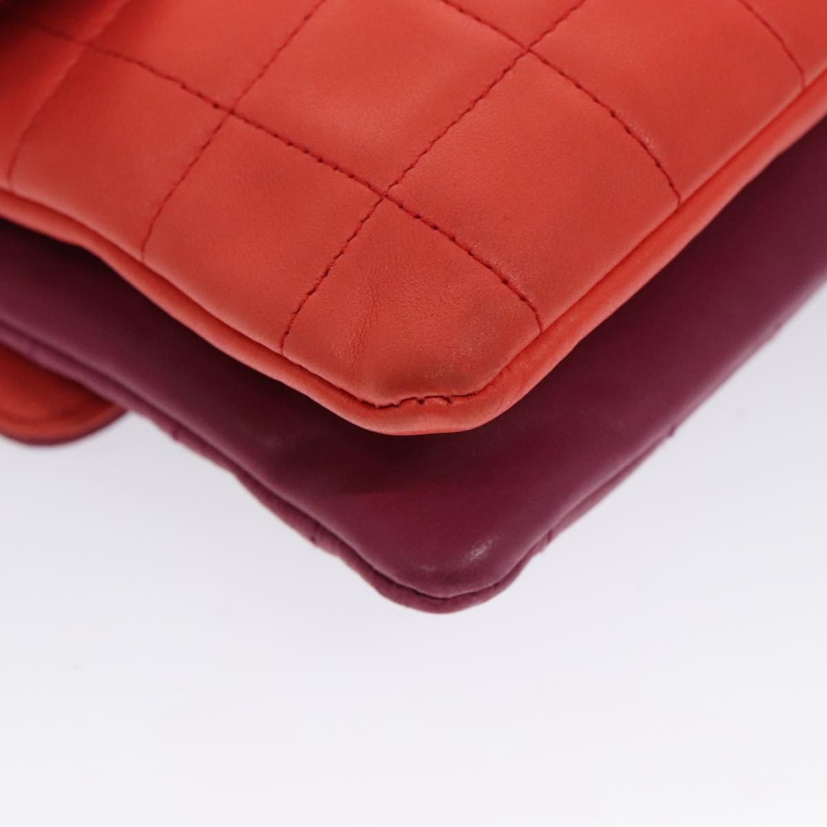 Chanel Vintage Chocolate Bar Double Side Flap Shoulder Bag Quilted Lambskin, PURPLE, LEATHER, Shoulder bag