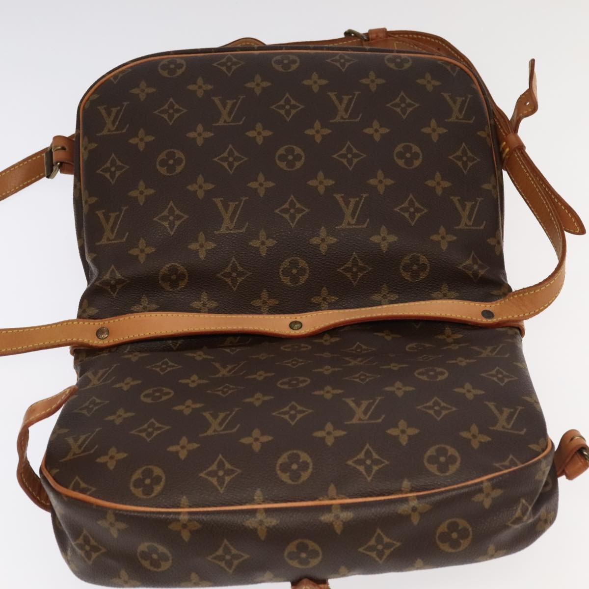 Louis Vuitton Saumur Handbag Monogram Canvas, BROWN, CANVAS, Handbag