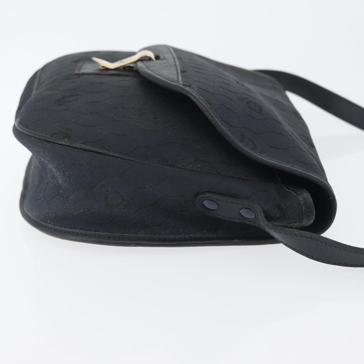 Christian Dior Vintage Honeycomb Flap Crossbody Bag Canvas and Leather, BLACK, CANVAS, Shoulder bag